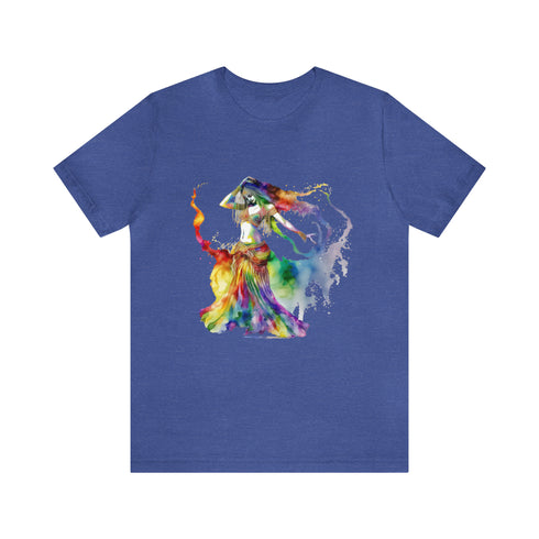 Rainbow Belly Dancer in Motion - Short Sleeve Tee Heather True Royal